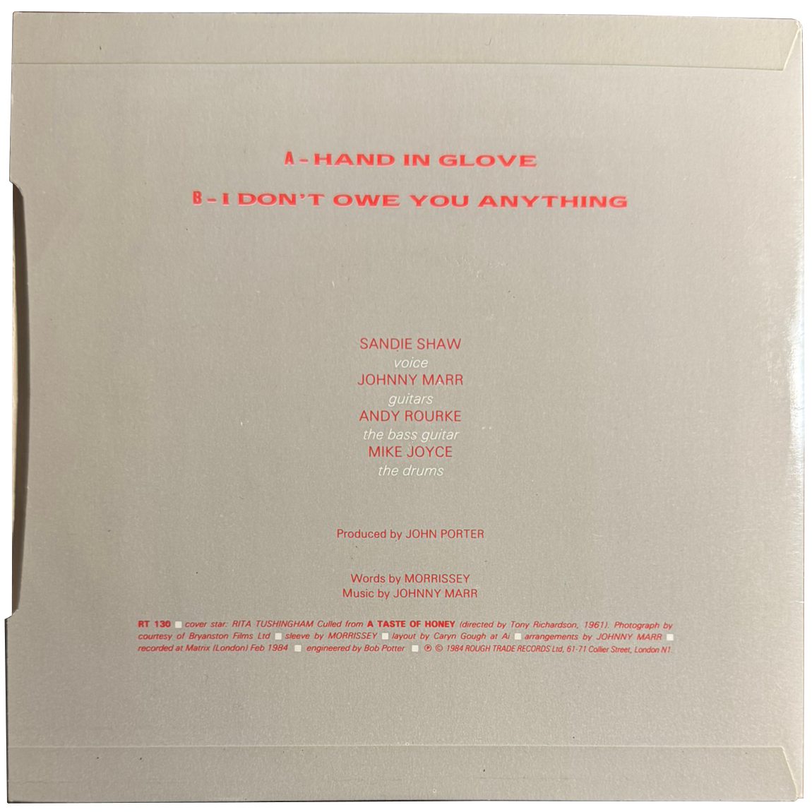 Sandie Shaw – Hand In Glove / I Don’t Owe You Anything (UK 7" Single, 1984)