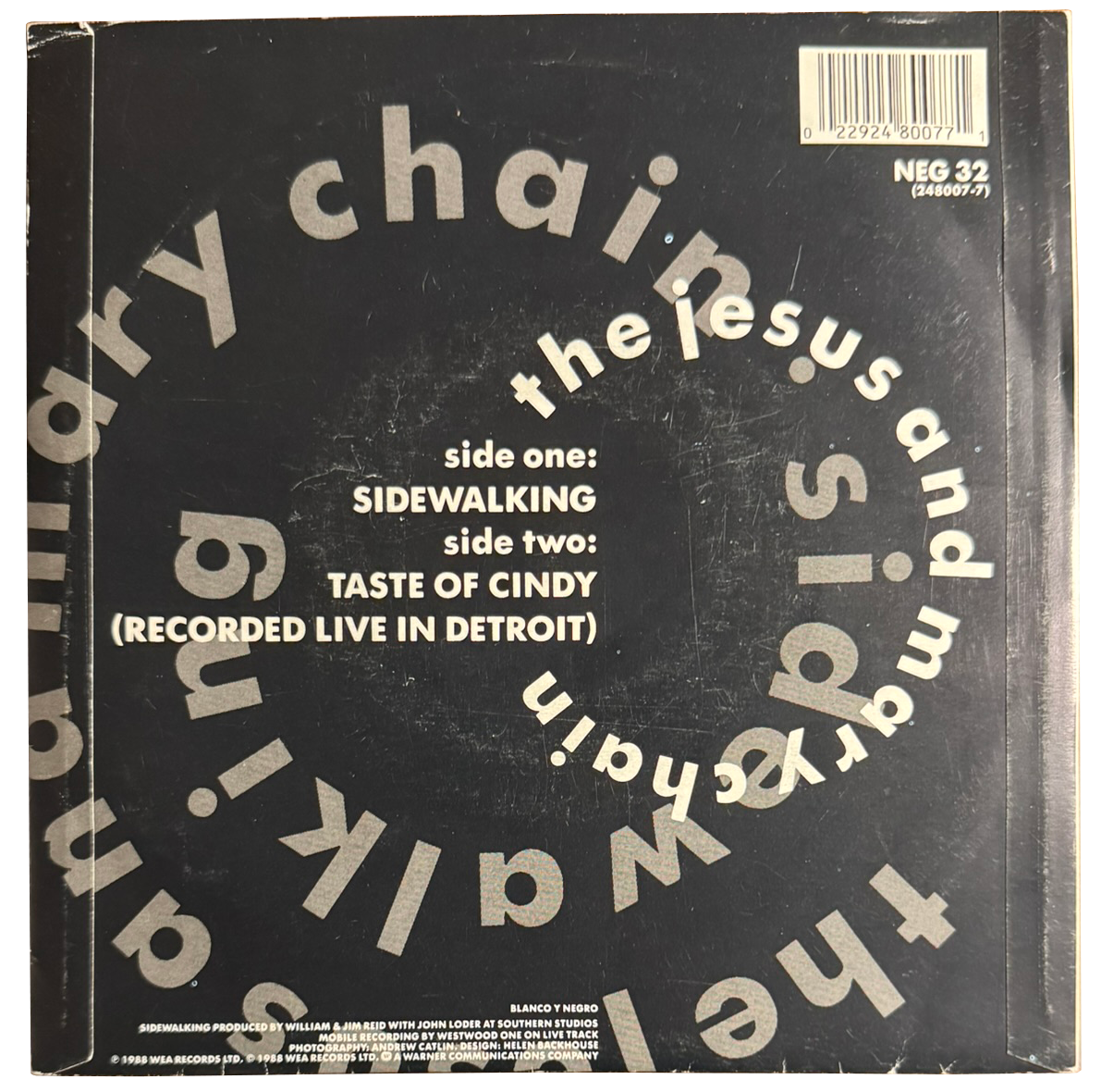The Jesus and Mary Chain – Sidewalking / Taste of Cindy (7”, 1988, UK)