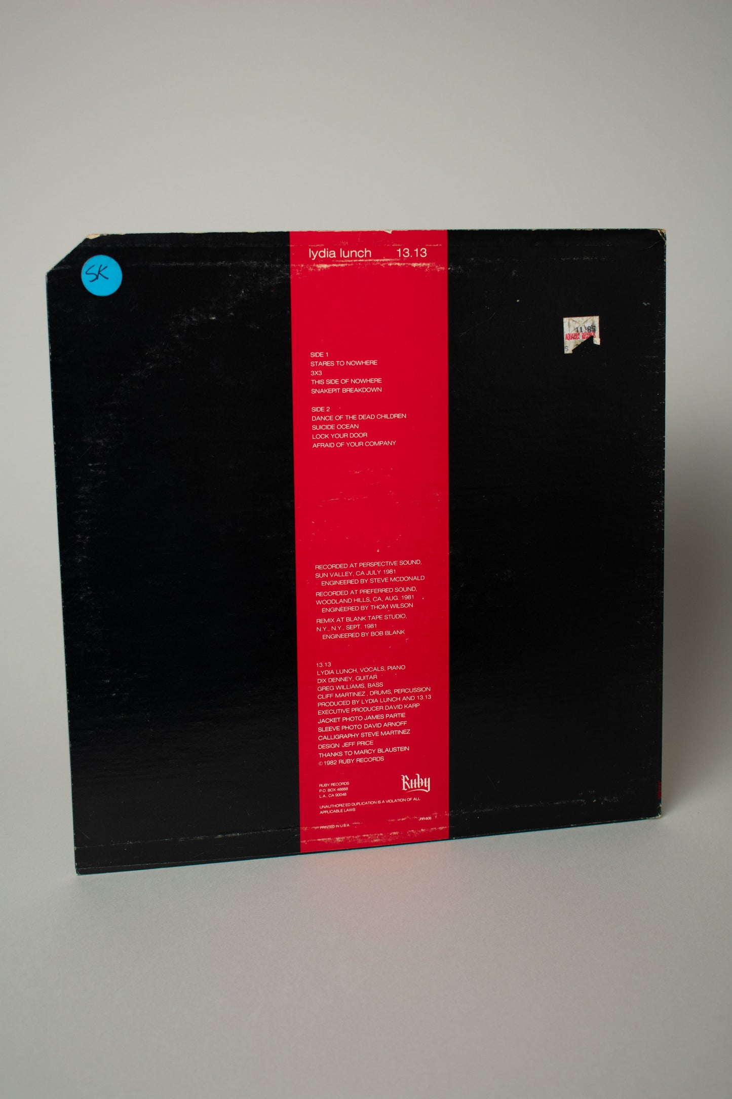Lydia Lunch – 13.13 (US, 12" Album, 1982)