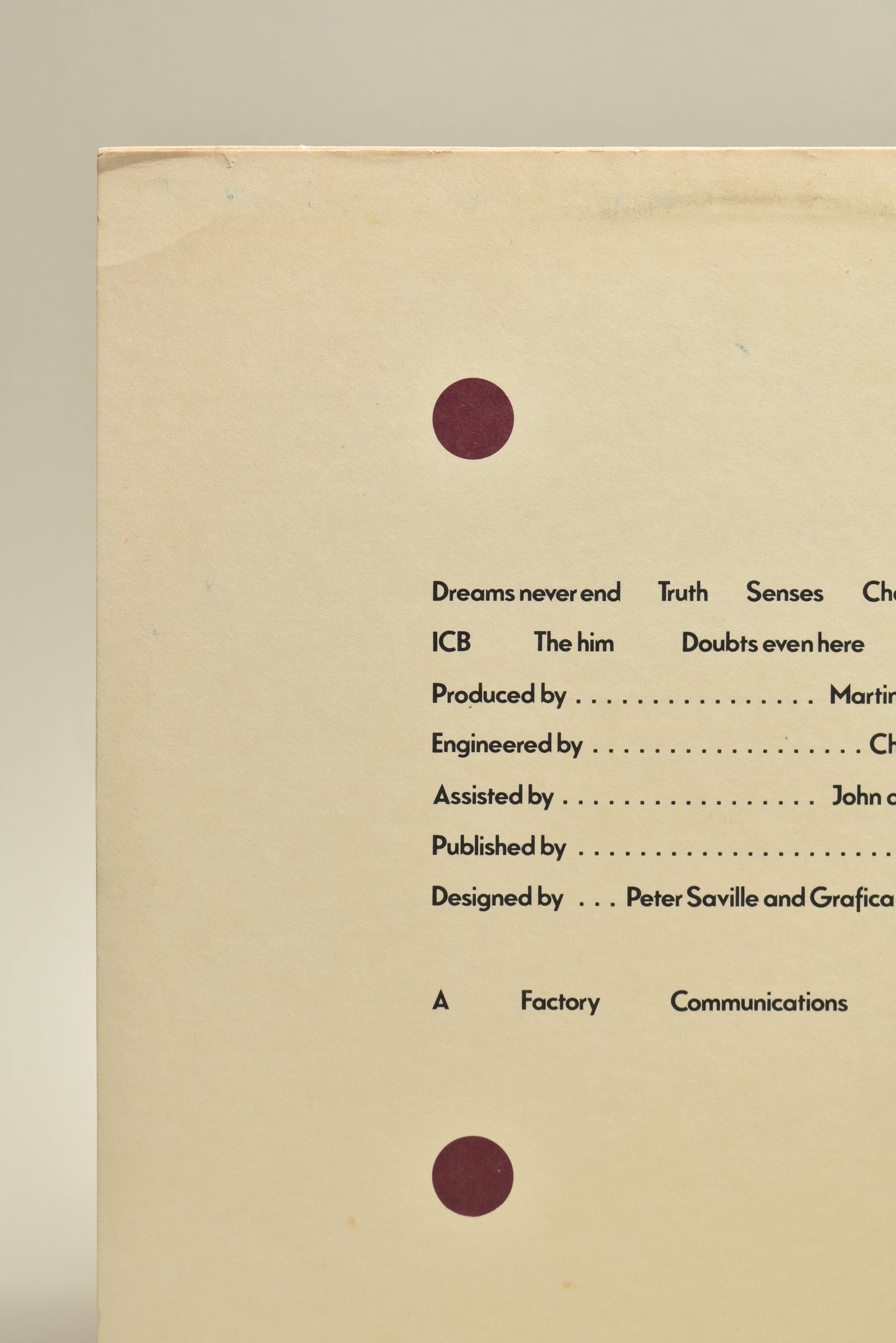 New Order – Movement (UK 12” LP, 1982)