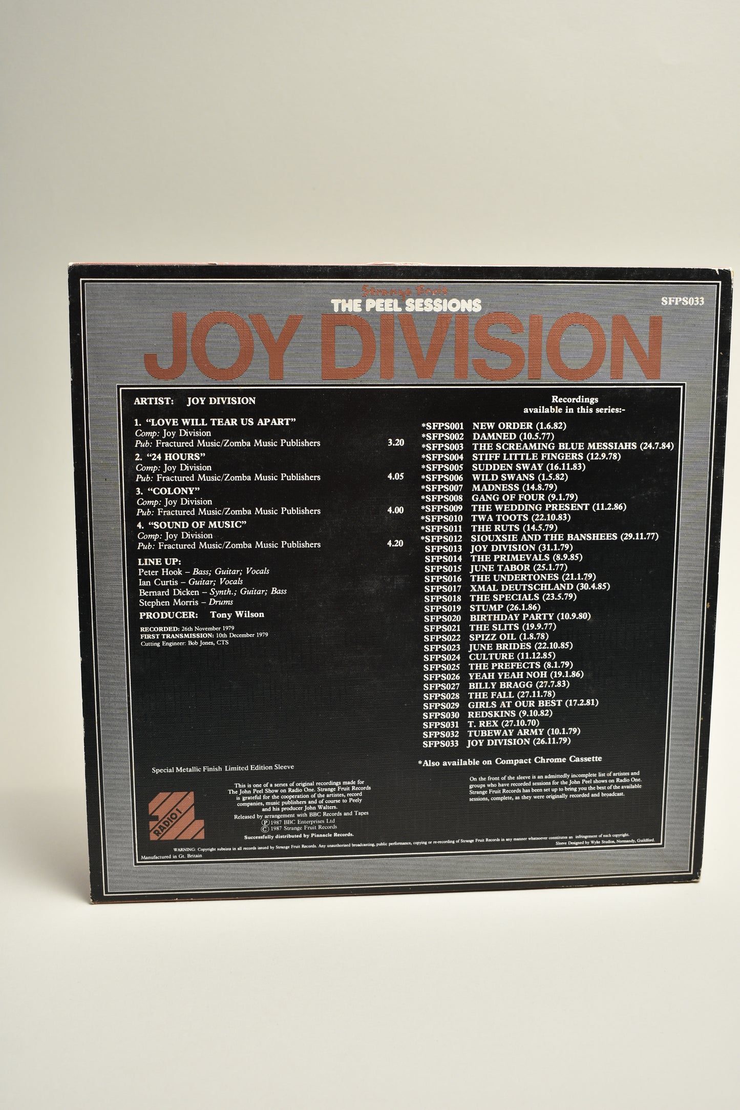 Joy Division – The Peel Sessions (UK, Vinilo 12" EP, 1987)