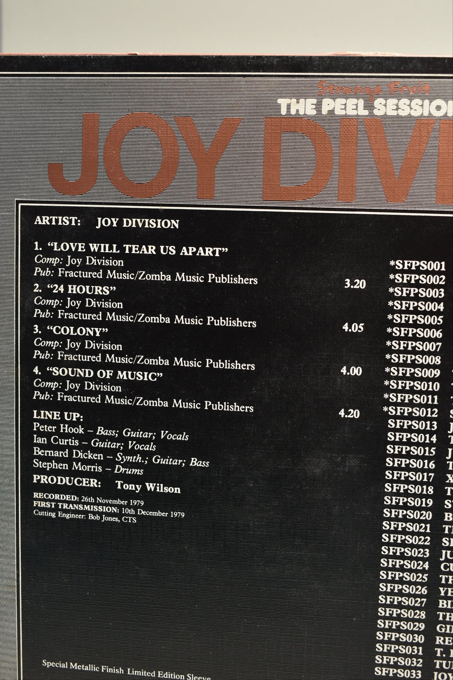 Joy Division – The Peel Sessions (UK, Vinilo 12" EP, 1987)