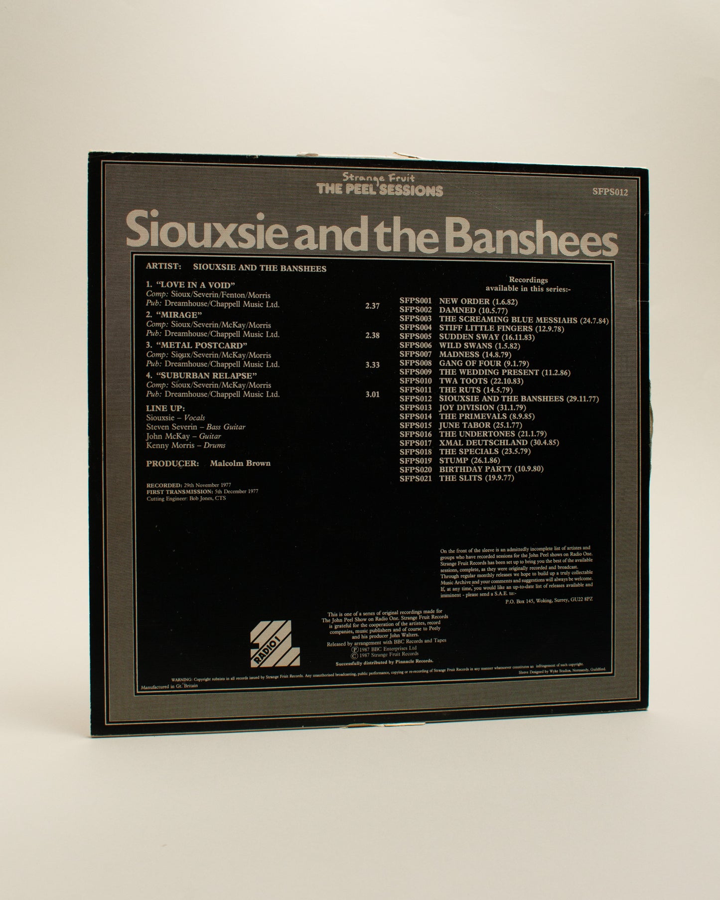 Siouxsie And The Banshees - The Peel Sessions (UK, 12" EP, 1987)