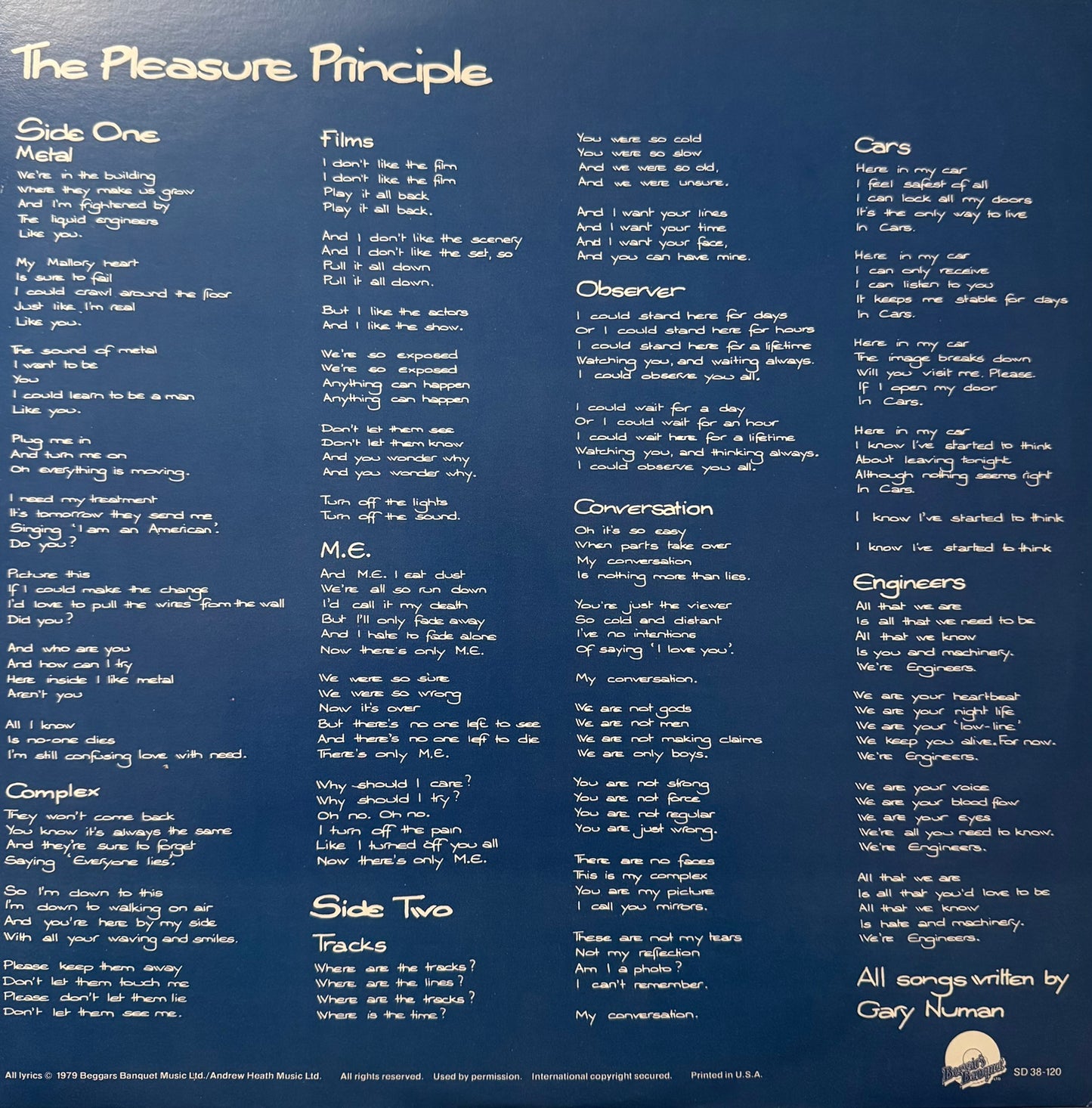 Gary Numan – The Pleasure Principle (US 12” LP, 1979)