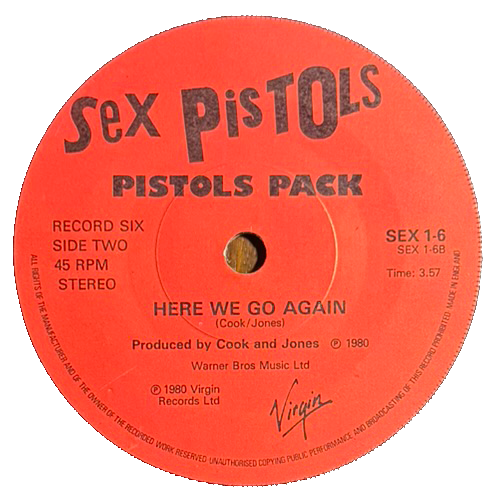 Sex Pistols – Black Leather / Here We Go Again [UK 7” Vinyl, 1980]